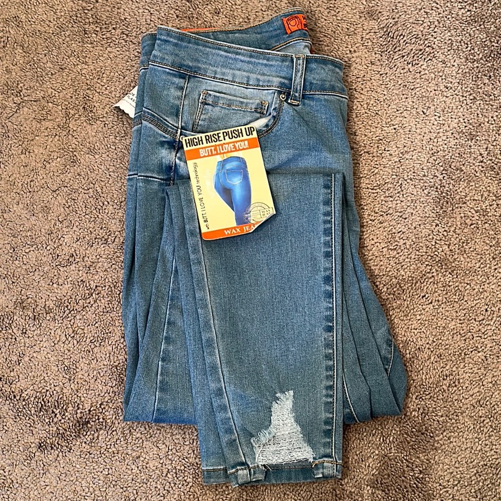 High Rise Jeans, Light Wash Jeans, Size 14, Wax Jeans